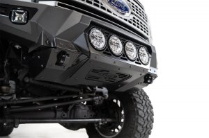 Ford F350 Super Duty Bumper - Front - Addictive Desert Designs - Bomber with Mounts for Rigid 360 6 in. Round Lights - Hammer Black with Satin Black Panels - `17-`20 Ford F350 Super Duty Bumper - Front - Addictive Desert Designs - Bomber with Mounts for Rigid 360 6 in. Round Lights - Hammer Black with Satin Black Panels - `17-`20